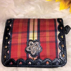 Brighton plaid and leather wallet